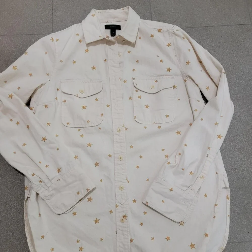 J.Crew Gold Star Ecru Heavyweight Chambray Shirt Jacket XS